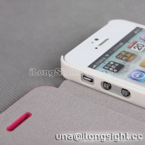 AYL Double color smoothly flip leather case for iphone 5/5S-white